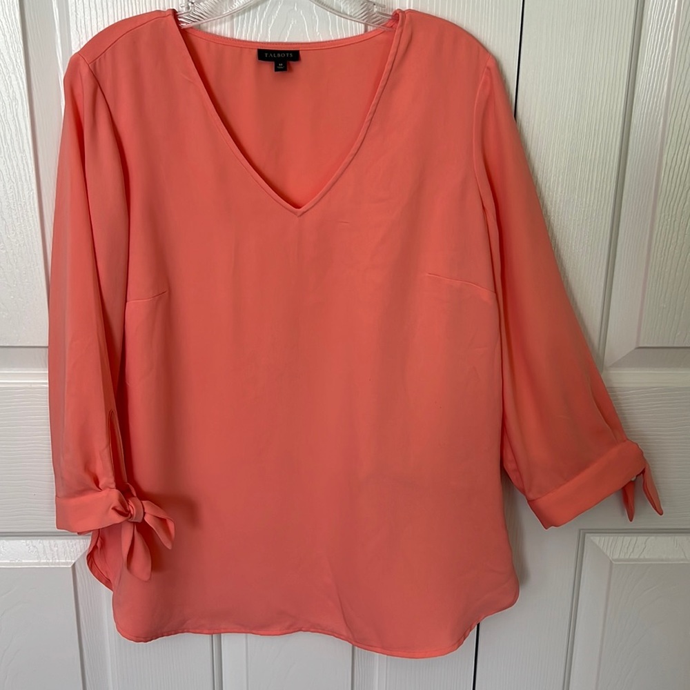 Talbots salmon colored blouse. Size M. 3/4 sleeve.